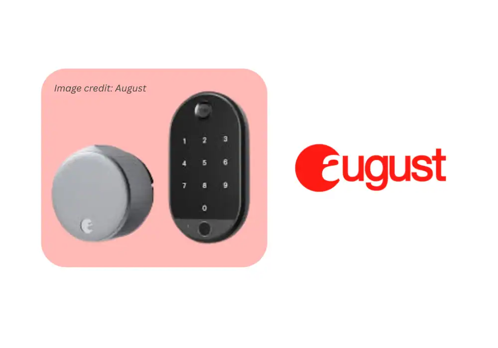 August Wi-Fi Smart Lock review installed on door — interior view with silver finish and logo