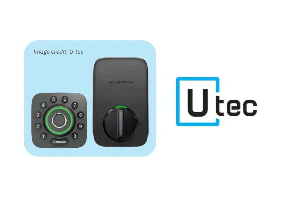 Ultraloq U-Bolt Pro smart lock — close-up of keypad and fingerprint reader on a door